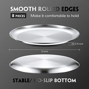 lot 5718 image: 6 Pieces Pizza Pans Bulk Stainless Steel Pizza Pans Sets Round Bakeware Pizza Trays for Oven Kitchen Baking Home Restaurant Safe Sturdy Reusable Easy Clean(12 Inch)