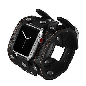 lot 5726 image: VIQIV Western Wide Bracelet Compatible with Apple Watch Band 40mm 38mm 41mm Series 8 7 SE Series 654 for Women Men, Genuine Leather Military Fashion Sport Watch Strap for iWatch Bands 321 Black