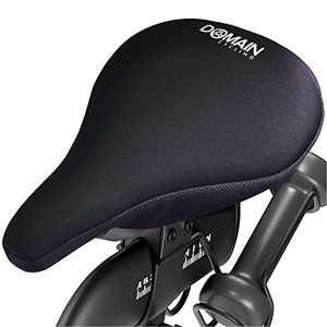 lot 5733 image: Domain Cycling Gel Bike Seat Cushion- Secure Peloton Fit for Smooth Stable Rides- Non-Slip Bicycle, Padded Bike Seat Cover for Exercise Bikes for Men or Women Comfort (Black)