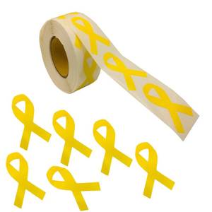 lot 5734 image: Purple Ribbon Sticker, 500 pcs Purple Ribbon Shaped Stickers - Perfect for Alzheimers, Epilepsy, Pancreatic Cancer, Domestic Violence, Lupus, Crohns Disease, Awareness Campaigns