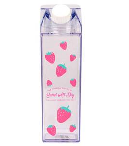 lot 5739 image: Milk Carton Water Bottle 17oz (500mL) Plastic Clear Square, No BPA Leakproof Portable Reusable Milk Carton Shaped Juice Bottle Perfect for Fitness Gym Camping Sports