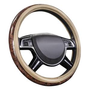 lot 5748 image: CAR PASS Wood Grain Microfiber Leather Steering Wheel Cover, Universal Fit for 14 12-15 inch Beige Steering Wheel, Anti-Slip Veins Design,Trucks, Suvs,Vans, Sedans (Beige)