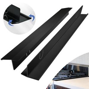 lot 5757 image: Stove Gap Covers Stainless Steel 2 Packs, 13.7727.55 Inch Adjustable Heat Resistant Not Sharp Gap Filler Suitable for Even Surface, Easy to Clear Stove Guard Between Stove and Counter (Black)