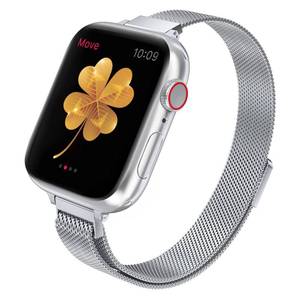 lot 5759 image: Compatible with Apple Watch Band, Stainless Steel Slim & Thin Mesh Magnetic Clasp Strap Women&Girl Replacement Band for iWatch Series Ultra SE 8 7 6 5 4 3 2 1 (42mm44mm45mm49mm, Silver)