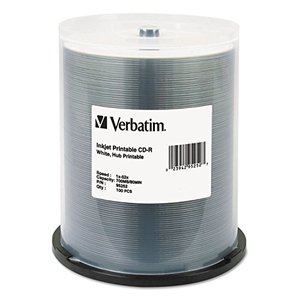 lot 5784 image: Verbatim CD-R 700MB 52X White Inkjet Hub Printable Recordable Media Disc - Spindle