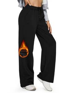 lot 5797 image: G4Free Sweatpants Women Baggy Fleece Lined Wide Leg Pants with Pockets Loose Stretch Winter Pants for Workout Lounge(Black,S,29)