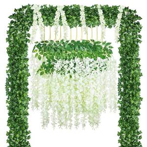 lot 5804 image: GPARK 24PackEach 82 Artificial Ivy Garland Fake Leaf Plants Vine with 12Pack 45 Artificial Wisteria for Wedding Party Home Garden Kitchen Office Outdoor Greenery Wall D�cor