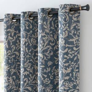 lot 5811 image: jinchan 80% Blackout Curtains for Living Room, Farmhouse Drapes with Scroll Floral Patterned for Bedroom, Grommet Top Thermal Insulated Curtains, Vintage Country Curtain 96 inch Length 2 Panels Blue