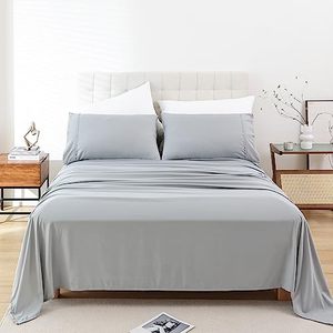 lot 5819 image: Full Sheet Set - 4 Piece Soft Breathable Bed Sheets for Full Size Bed, Extra Deep Pocket Lxuury Brushed Sheets, Cooling Hotel Bedding Sheets and Pillowcases, Wrinkle Free Oeko-Tex Sheets