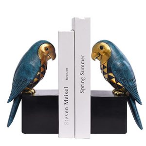 lot 5821 image: Kakizzy Book Ends Decorative, Parrot Bookends for Shelves, Animal Book Stopper Decorative, Retro Book Ends for Heavy Books, Bird Figurines Statues Indoor, Unique Book Lover Gift(Blue Parrot)