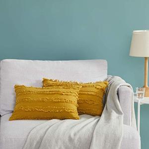 lot 5824 image: GIGIZAZA Decorative Throw Pillow Covers Lumbar,Mustard Small Cushion Cover Pillows Yellow,Cotton Throw Couch Pillow Cases