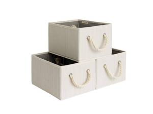 lot 5840 image: StorageWorks Storage Baskets for Organizing Shelves , Foldable Fabric Storage Bins with Handles, Beige, White &amp Ivory, 3-Pack, 11� L x 8� W x 6� H