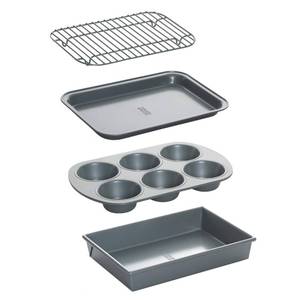 lot 5844 image: Chicago Metallic Non-Stick Toaster Oven Bakeware Set, 4-Piece, Carbon Steel