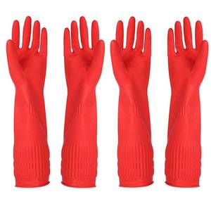 lot 5853 image: YSLON Rubber Cleaning Gloves Kitchen Dishwashing Glove 2-Pairs And Cleaning Cloth 2-Pack,Waterproof Reuseable. (Large)