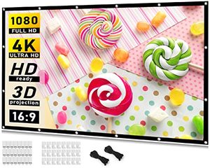lot 5864 image: Taotique Projector Screen 120 inch, Movie Projector Screen 169 Foldable and Portable Anti-Crease Indoor Outdoor Projection Double Sided Video Projector Screen for Home, Party, Office, Classroom