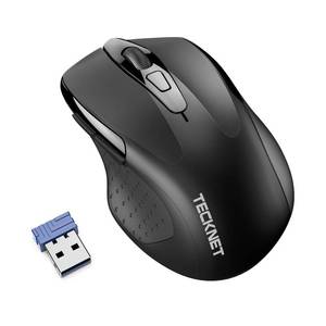 lot 5872 image: TECKNET Wireless Silent Mouse, Quiet Click, 2.4G Optical Cordless Mouse, 6 Adjustable 4000 DPI, Computer Mouse for Laptop, Chromebook - Black