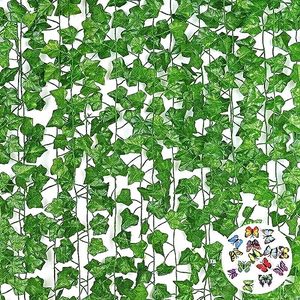 lot 5884 image: YAHUAA 12pcs 89ft Artificial Ivy Leaf Plants Fake Ivy Leaves Artificial Ivy Garland Greenery Hanging Plants Vines for Wedding Wall Party Home Room Kitchen Garden Decor