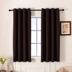 lot 5888 image: Pickluc Blackout Curtains 63 Inches Long 4 Panels, Light Blocking Drapes for Bedroom, Thermal Insulated, Noise Reduction, Privacy Protection, Chocolate Brown, 52 Wide x 63 Length