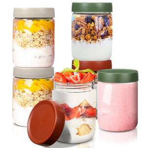 lot 5890 image: Dandat 6 Pack 20 oz Overnight Oats Containers with Lids Glass Food Storage Jars for Kitchen Wide Mouth Glass Mason Jars for Oatmeal, Spices,yogurt, Sugar Leak Proof Containers