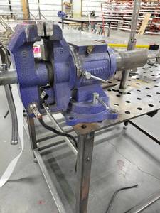 lot 43075 image: Assorted Lot W Multipurpose Vice, Pipe Clamp, Brackets, and More