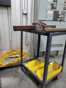 lot 47511 image: Metal Cart W Assorted Hydraulic Break Parts, And More