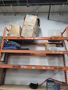 lot 47528 image: Contents of Pallet Rack W Tork Advanced 12024402 Mini Jumbo Bath Tissue Roll 2-Ply White (Case of 10 Rolls), Moving Blankets, Electrical Box, And More