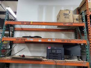 lot 47529 image: Contents of Pallet Racking W Epson WF-7840 Printer, Monitor, and More