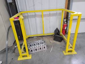 lot 43020 image: &nbspMetal Industrial Tank Corral, and Aluminum Cylinder Heads