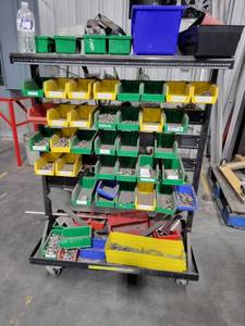 lot 43044 image: Double Sided Rolling Hardware Organizer W Contents