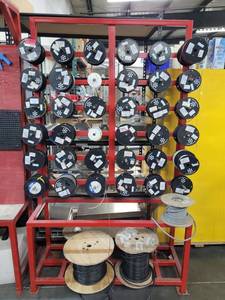 lot 47595 image: Industrial Wire Spool Shelf - Spools Included