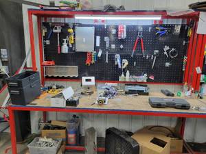 lot 41518 image: Large Red Work Bench, Contents Not Included