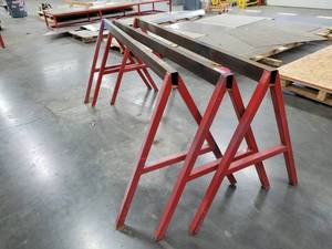 lot 47567 image: (3) 6ft A Frame Steel Saw Horses