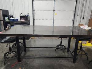 lot 47583 image: 8ft Wooden Table On Industrial Frame