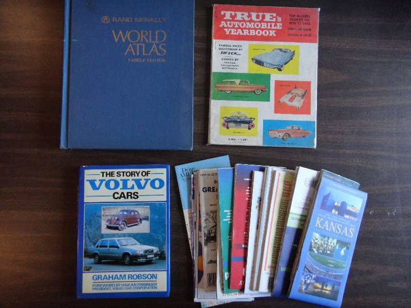 lot 1435 image: World Atlas and Lot of Maps with Volvo History Book and Vintage TRUE Magazine Lot