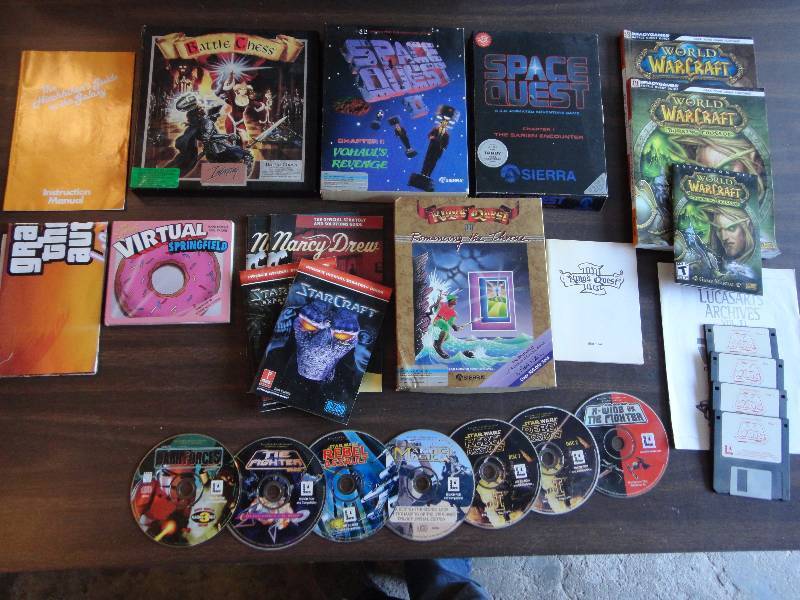 lot 1628 image: Vintage Computer Gaming Lot Space Quest I & II, Star Wars, more