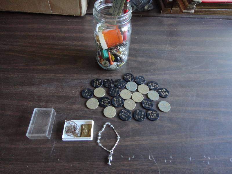 lot 1838 image: VINTAGE CRAPS CASINO CHIPS, Miscellaneous Nic Nac Lot, more...