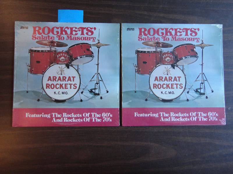 lot 1886 image: (2) SEALED KC Ararats ROCKETS SALUTE TO MASONRY Record Album Lot