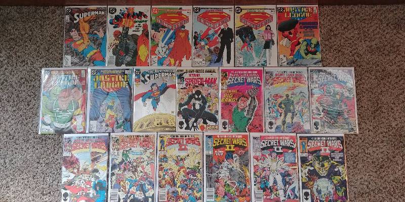 lot 326 image: DC Superman Lot, Justice League, Marvels Secret Wars, Web of Spider-Man, more