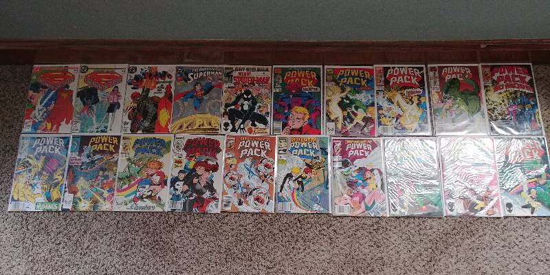 lot 312 image: Power Pack, Spider-Man, Superman Marvel and DC Comic Book Lot