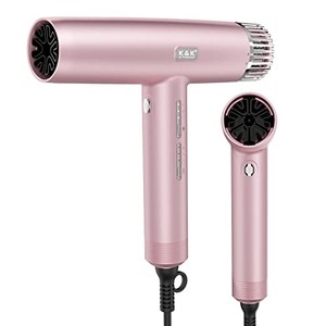 lot 13500 image: $$ K&K Hair Dryer,Negative Ionic Blow Dryer with 110, 000 RPM Brushless Motor for Fast Drying,High-Speed Low Noise Thermo-Control Hairdryer with Nozzle,for Home,Travel (Pink). Retail $110.00