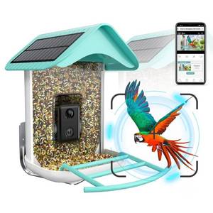 lot 13501 image: $$ NIVIOP Bird Feeder with Camera,Smart Bird Feeder with Camera Wireless Outdoor, Bird House Camera with 2 Solar Panels,1080P HD Video, Auto Capture Bird Videos,AI Identify Bird Species,APP Control. Retail $130