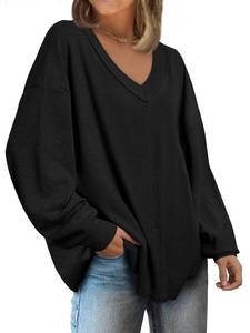 lot 13522 image: Size XL - Trendy Queen Sweatshirts for Women Long Sleeve Oversized Shirts Sweaters Casual Fall Outfits Pullover Tops Fashion Winter Clothes 2024 Black