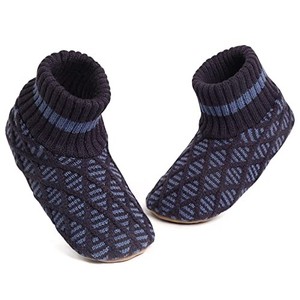 lot 13537 image: maamgic Mens Fuzzy Warm Slipper Socks Non Slip Skid Winter Cozy Knit Fleece Lining Indoor Socks with Grips for Men Teen Z Blue 12-13
