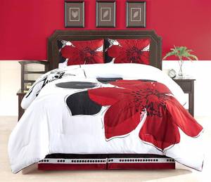lot 13548 image: GrandLinen 3-Piece Fine Printed Duvet Cover Set King Size - 1500 Series high Thread Count Brushed Microfiber - Luxury, Soft, Durable (Burgundy Red, Black, White)