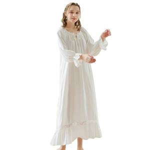 lot 13555 image: LAPAYA Womens Victorian Cotton Nightgown Lace Trim Vintage Sleepwear Long Sleeve Sleepshirts, White, Large