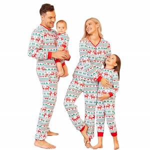 lot 13560 image: PopReal Christmas Pajamas for Family, Matching Family Christmas PJs Sets Blue Elk Tree Printed Top Sleepwear Dad Large