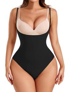 lot 13561 image: KIKIMINK Bodysuit Shapewear for Women Tummy Control Open Bust Seamless Body Shaper Sculpting Faja Shapewear Thong - Black XLXXL