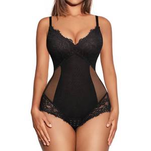 lot 13567 image: FeelinGirl Lace Bodysuit for Women Tummy Control Shapewear Sleeveless Tops V-Neck Backless Camisole Jumpsuit Shaper S