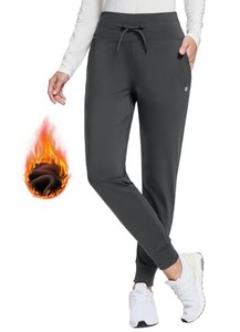 lot 13583 image: BALEAF Womens Sweatpants Fleece Lined Pants High Waisted Sweat Pants Winter Thermal Ski Hiking Joggers Grey L
