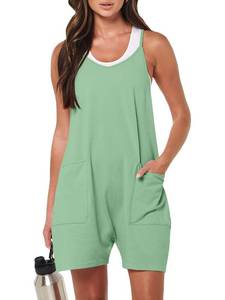lot 13589 image: ANRABESS Womens Summer Casual Rompers Loose Spaghetti Strap Shorts Jumpsuit Outfits Overalls 2024 Fashion Trendy Vacation Clothes Sleeveless Jumpers with Pockets A948danlv-S